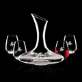 42 Oz. Madagascar Crystalline Carafe w/ 4 Stemless Wine Glasses